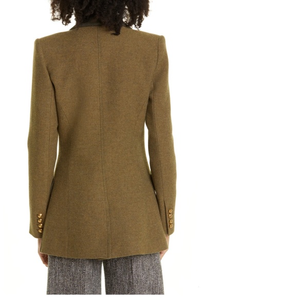 NWT $895 Smythe Cargo Pocket Longline Wool Blend Blazer in Tonal Army - size 4 - Picture 2 of 6